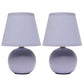 All The Rages Nauru 9" Purple 2-Piece Ceramic Orb Table Lamps With Matching Fabric Shades
