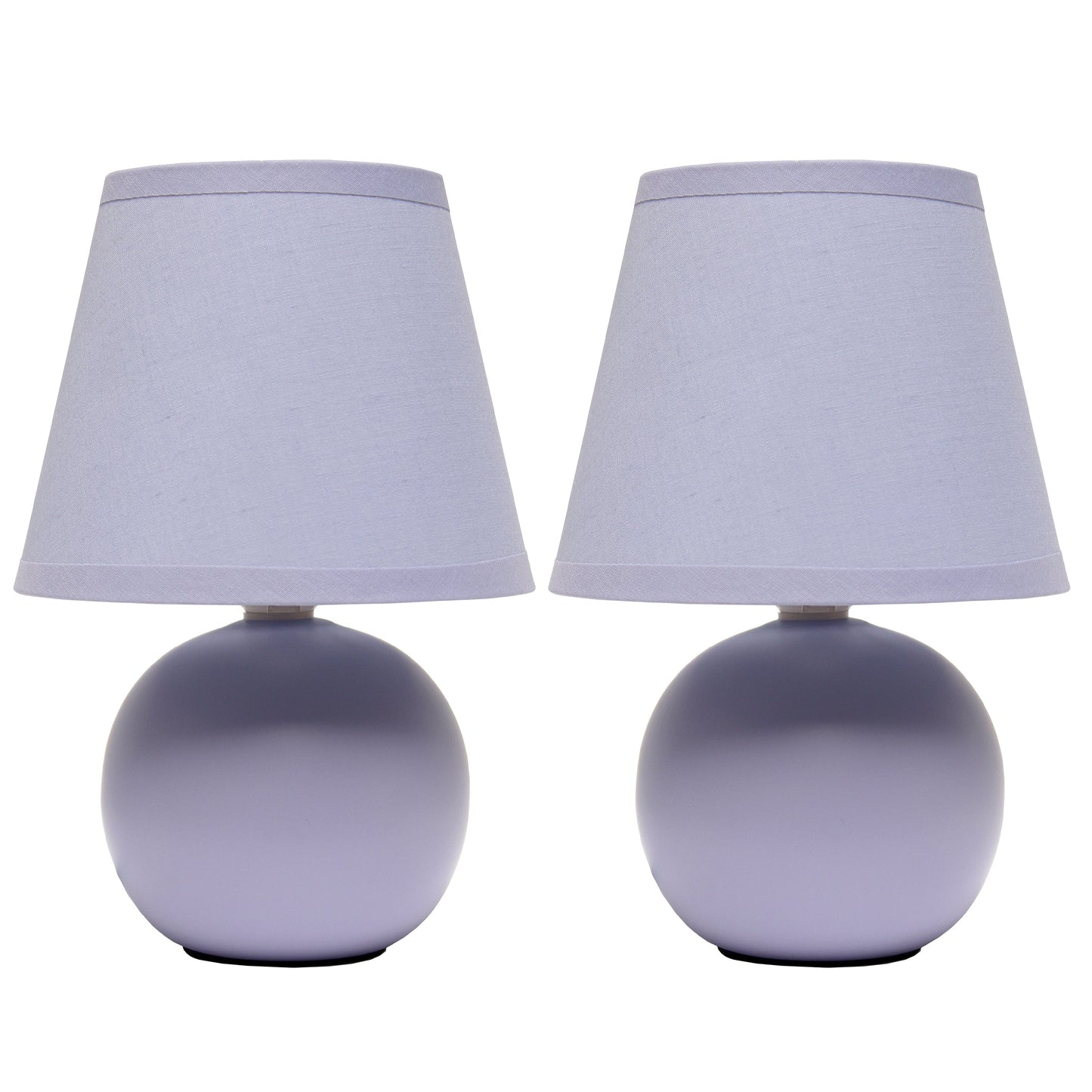 All The Rages Nauru 9" Purple 2-Piece Ceramic Orb Table Lamps With Matching Fabric Shades