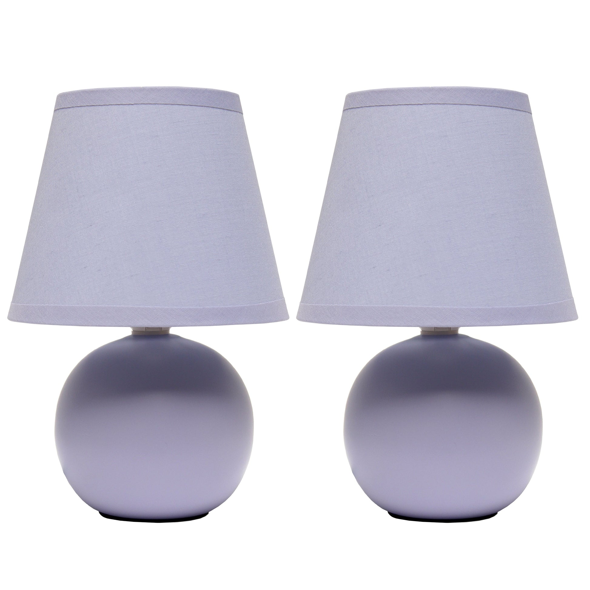 All The Rages Nauru 9" Purple 2-Piece Ceramic Orb Table Lamps With Matching Fabric Shades
