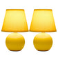All The Rages Nauru 9" Yellow 2-piece Ceramic Orb Table Lamps With Matching Fabric Shades