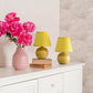 All The Rages Nauru 9" Yellow 2-piece Ceramic Orb Table Lamps With Matching Fabric Shades
