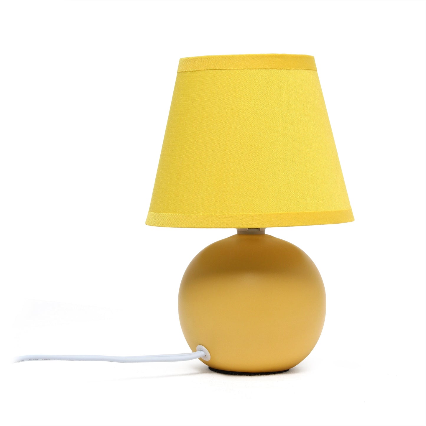 All The Rages Nauru 9" Yellow 2-piece Ceramic Orb Table Lamps With Matching Fabric Shades