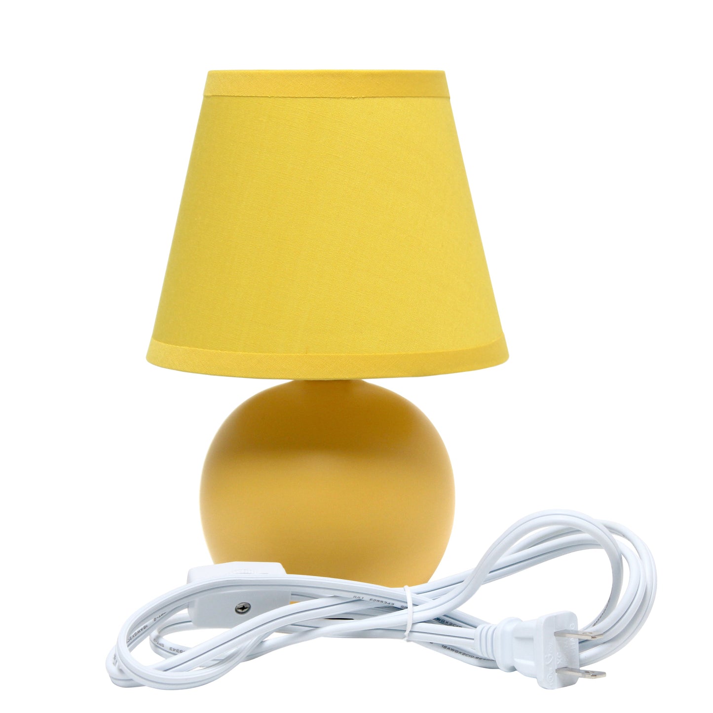 All The Rages Nauru 9" Yellow 2-piece Ceramic Orb Table Lamps With Matching Fabric Shades