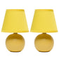 All The Rages Nauru 9" Yellow 2-piece Ceramic Orb Table Lamps With Matching Fabric Shades