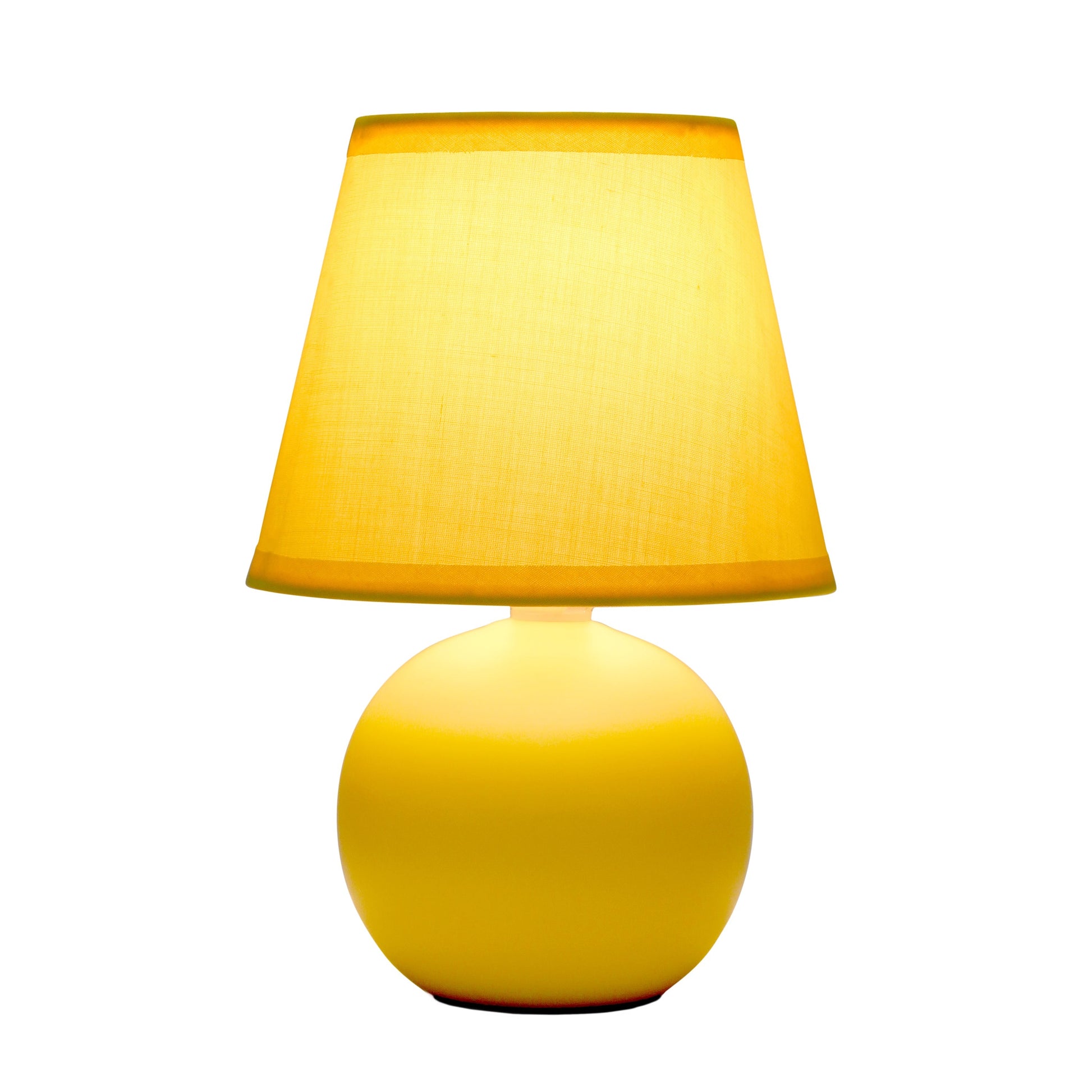 All The Rages Nauru 9" Yellow Ceramic Orb Table Lamp With Matching Fabric Shade