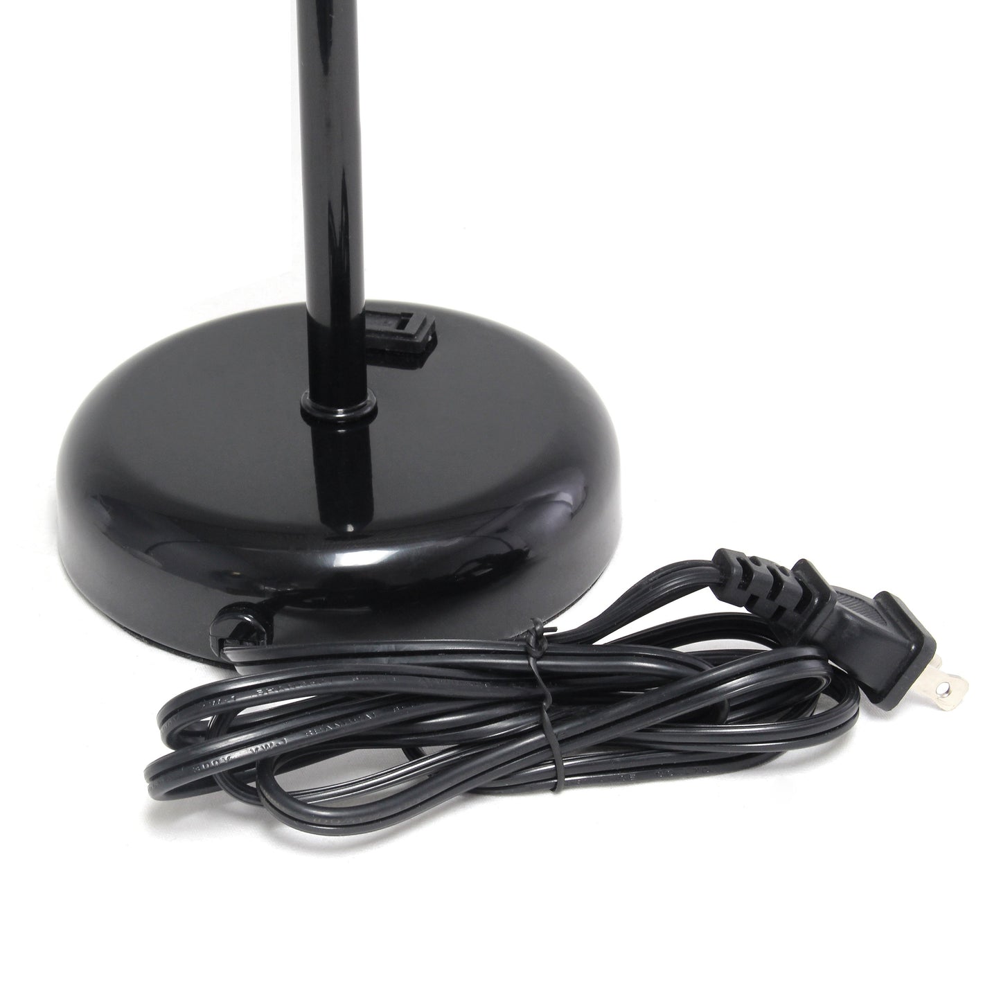All The Rages Oslo 20" Black Base Standard Table Lamp With Power Outlet In White Fabric Shade