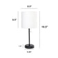 All The Rages Oslo 20" Black Base Standard Table Lamp With Power Outlet In White Fabric Shade