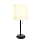 All The Rages Oslo 20" Black Base Standard Table Lamp With USB Power Outlet & White Fabric Shade