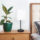 All The Rages Oslo 20" Black Base Standard Table Lamp With USB Power Outlet & White Fabric Shade