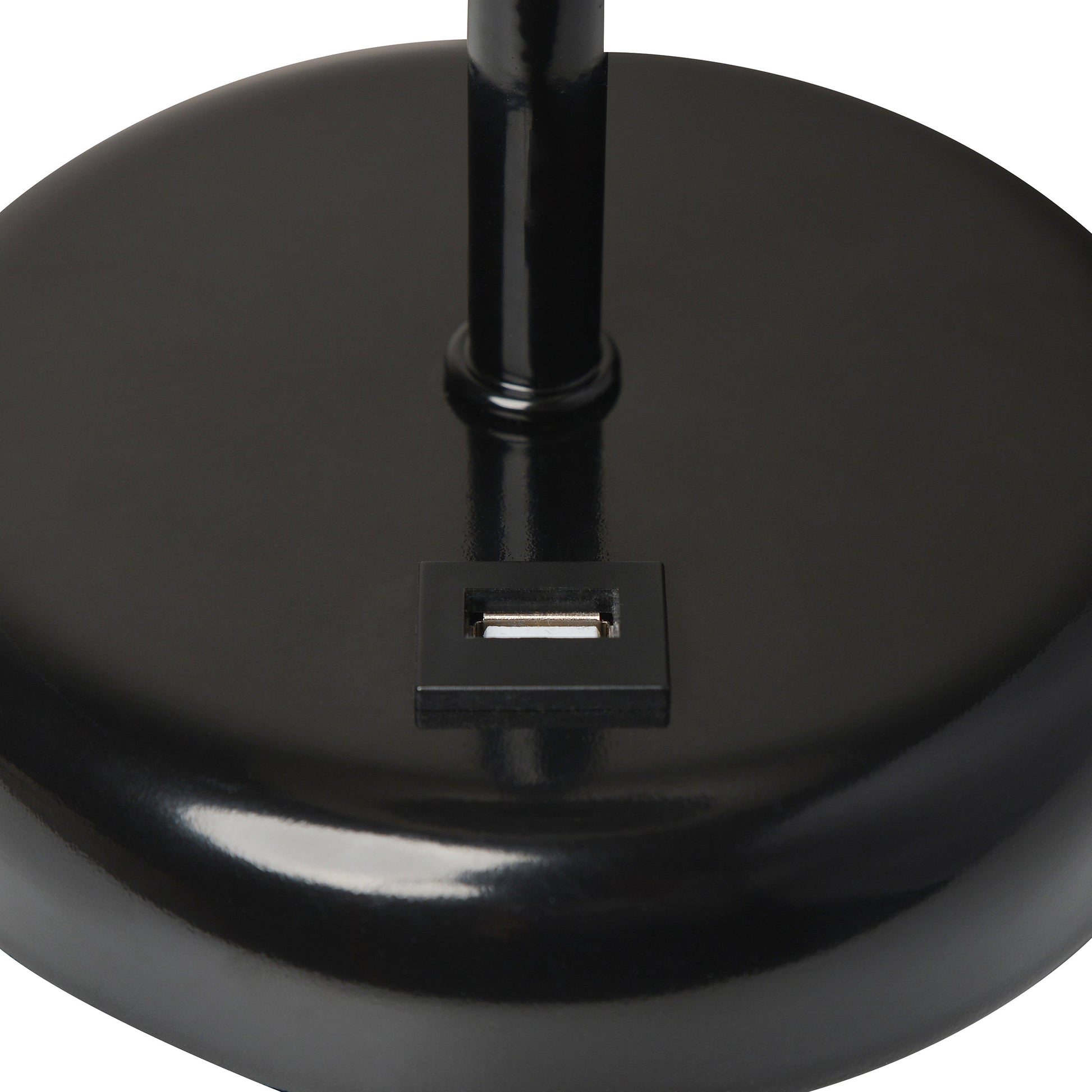 All The Rages Oslo 20" Black Base Standard Table Lamp With USB Power Outlet & White Fabric Shade