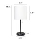 All The Rages Oslo 20" Black Base Standard Table Lamp With USB Power Outlet & White Fabric Shade