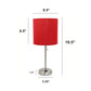 All The Rages Oslo 20" Brushed Steel Base Standard Table Lamp With Power Outlet & Red Fabric Shade
