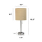 All The Rages Oslo 20" Brushed Steel Base Standard Table Lamp With Power Outlet & Tan Fabric Shade