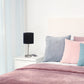 All The Rages Oslo 20" Brushed Steel Base Standard Table Lamp With USB Power Outlet & Black Fabric Shade