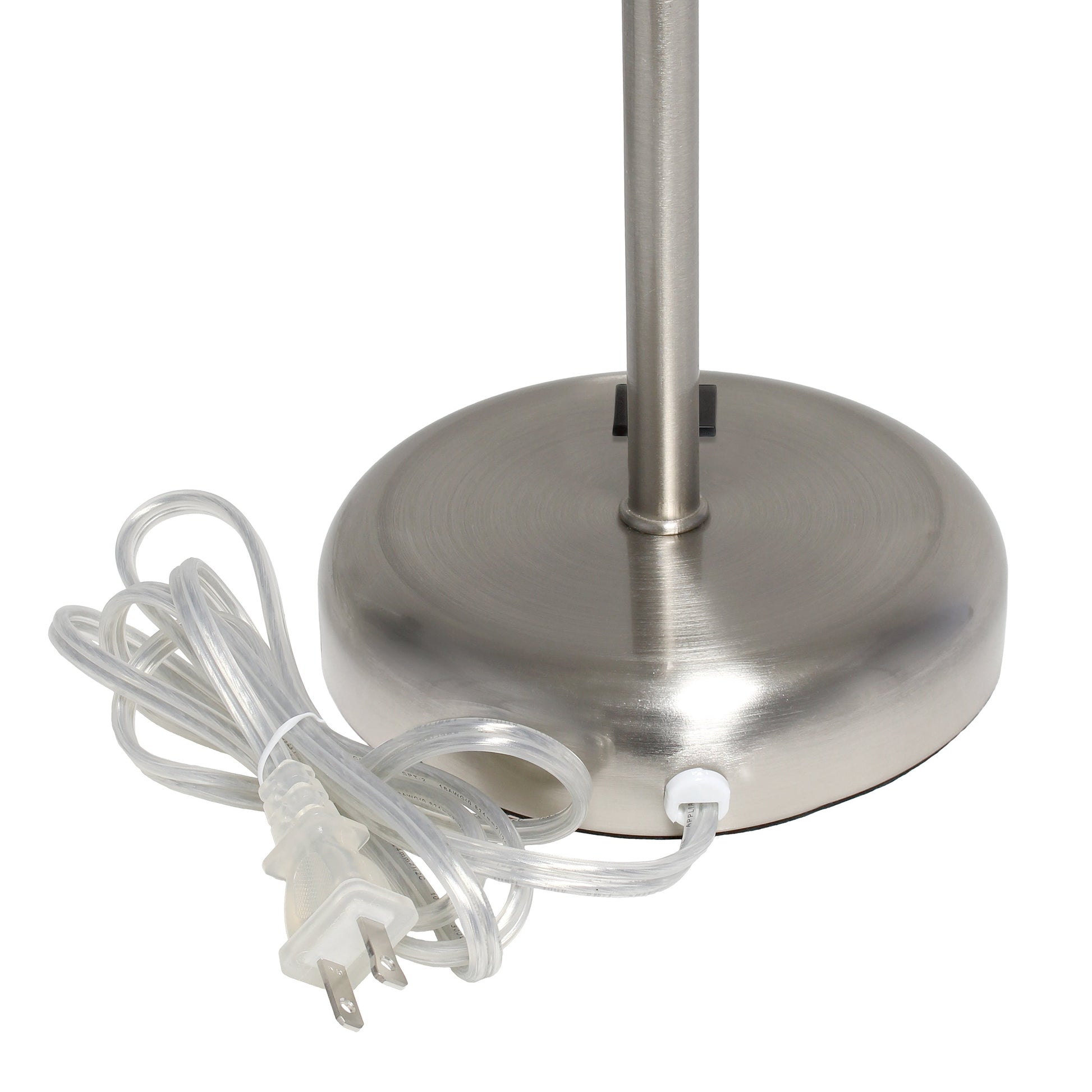 All The Rages Oslo 20" Brushed Steel Base Standard Table Lamp With USB Power Outlet & Black Fabric Shade