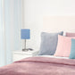 All The Rages Oslo 20" Brushed Steel Base Standard Table Lamp With USB Power Outlet & Blue Fabric Shade