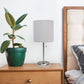 All The Rages Oslo 20" Brushed Steel Base Standard Table Lamp With USB Power Outlet & Gray Fabric Shade