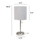 All The Rages Oslo 20" Brushed Steel Base Standard Table Lamp With USB Power Outlet & Gray Fabric Shade