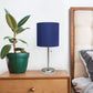 All The Rages Oslo 20" Brushed Steel Base Standard Table Lamp With USB Power Outlet & Navy Fabric Shade