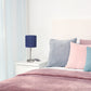 All The Rages Oslo 20" Brushed Steel Base Standard Table Lamp With USB Power Outlet & Navy Fabric Shade