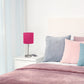 All The Rages Oslo 20" Brushed Steel Base Standard Table Lamp With USB Power Outlet & Pink Fabric Shade