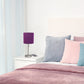 All The Rages Oslo 20" Brushed Steel Base Standard Table Lamp With USB Power Outlet & Purple Fabric Shade