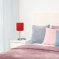All The Rages Oslo 20" Brushed Steel Base Standard Table Lamp With USB Power Outlet & Red Fabric Shade