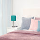 All The Rages Oslo 20" Brushed Steel Base Standard Table Lamp With USB Power Outlet & Teal Fabric Shade
