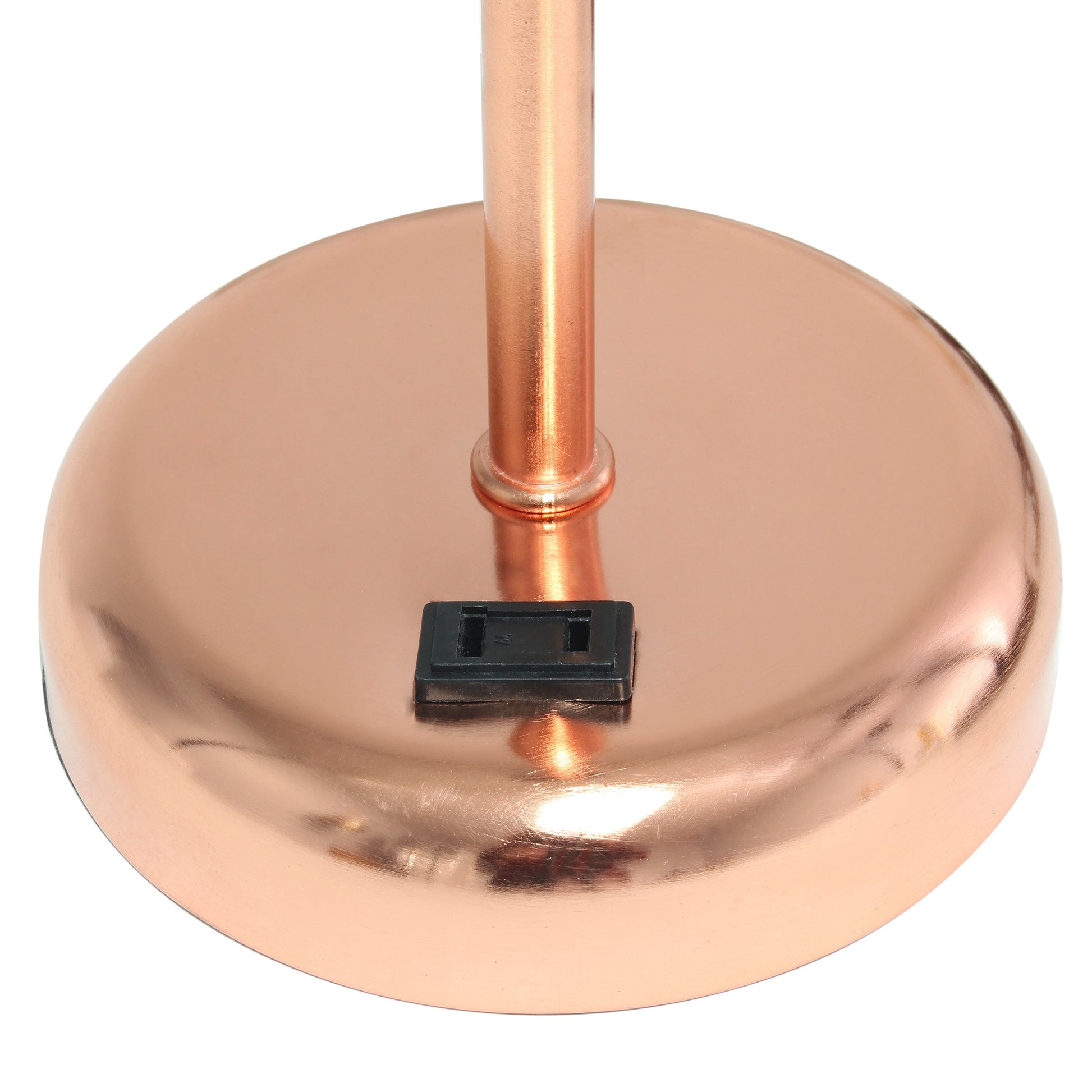 All The Rages Oslo 20" Rose Gold Base Standard Table Lamp With Power Outlet & White Fabric Shade