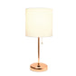 All The Rages Oslo 20" Rose Gold Base Standard Table Lamp With USB Power Outlet & White Fabric Shade
