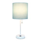 All The Rages Oslo 20" White Base Standard Table Lamp With Power Outlet In Aqua Fabric Shade