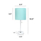 All The Rages Oslo 20" White Base Standard Table Lamp With Power Outlet In Aqua Fabric Shade