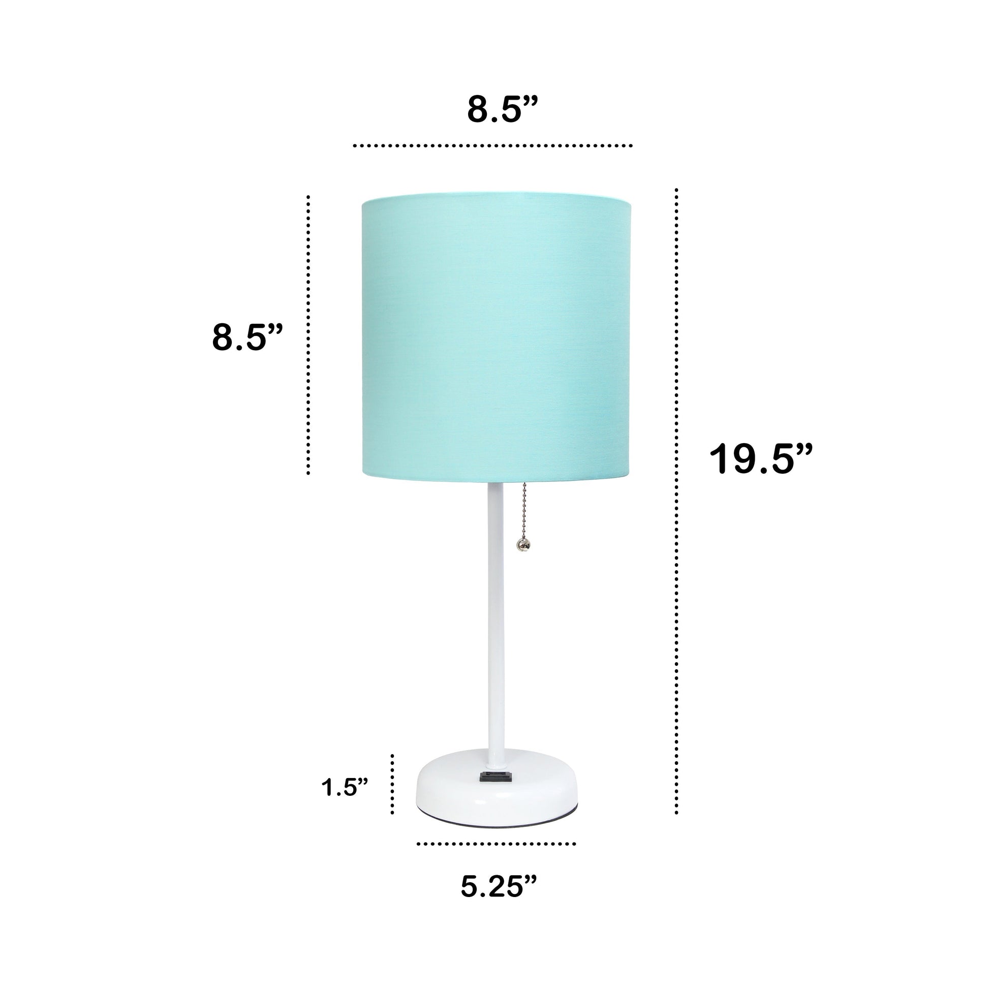 All The Rages Oslo 20" White Base Standard Table Lamp With Power Outlet In Aqua Fabric Shade