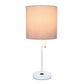 All The Rages Oslo 20" White Base Standard Table Lamp With Power Outlet In Gray Fabric Shade