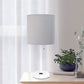 All The Rages Oslo 20" White Base Standard Table Lamp With Power Outlet In Gray Fabric Shade