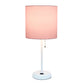 All The Rages Oslo 20" White Base Standard Table Lamp With Power Outlet In Light Pink Fabric Shade