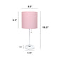 All The Rages Oslo 20" White Base Standard Table Lamp With Power Outlet In Light Pink Fabric Shade
