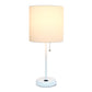 All The Rages Oslo 20" White Base Standard Table Lamp With Power Outlet In White Fabric Shade