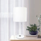 All The Rages Oslo 20" White Base Standard Table Lamp With Power Outlet In White Fabric Shade
