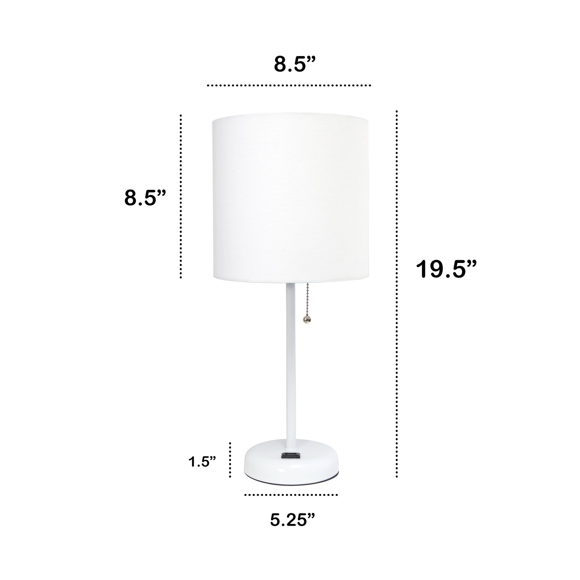 All The Rages Oslo 20" White Base Standard Table Lamp With Power Outlet In White Fabric Shade