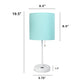 All The Rages Oslo 20" White Base Standard Table Lamp With USB Power Outlet & Aqua Fabric Shade