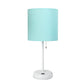 All The Rages Oslo 20" White Base Standard Table Lamp With USB Power Outlet & Aqua Fabric Shade
