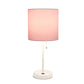 All The Rages Oslo 20" White Base Standard Table Lamp With USB Power Outlet & Light Pink Fabric Shade