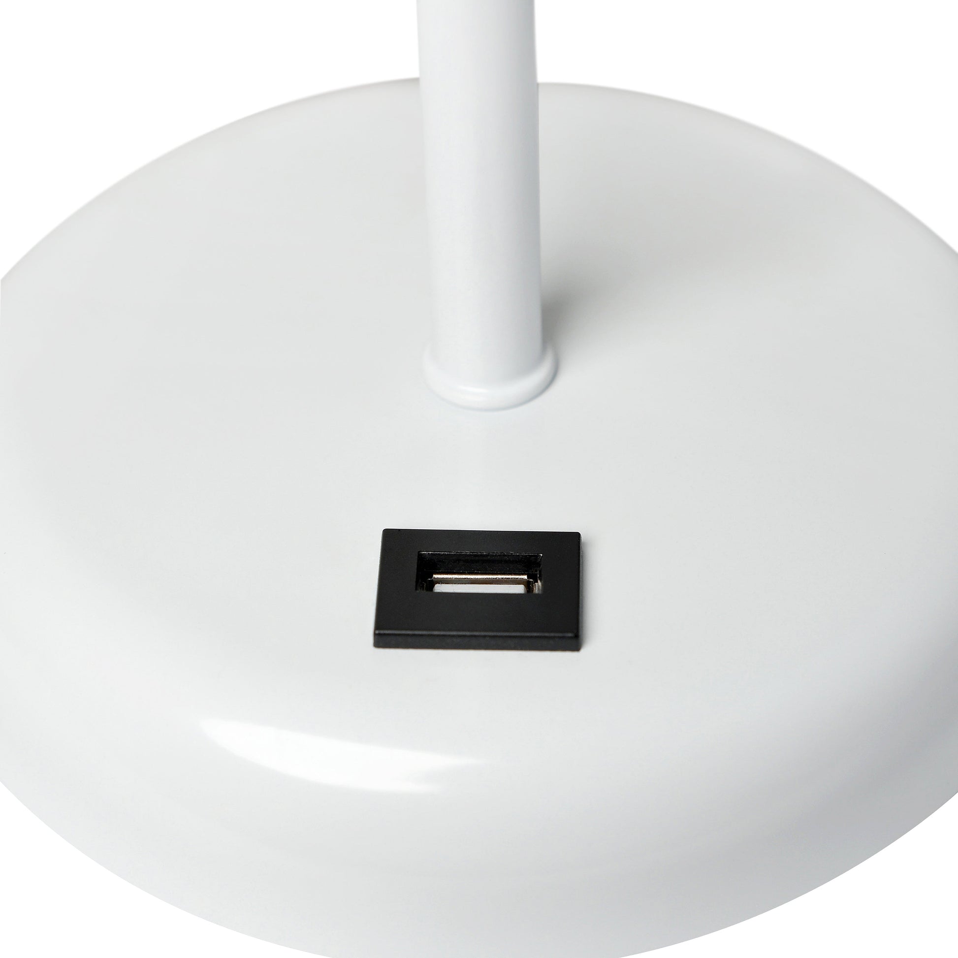 All The Rages Oslo 20" White Base Standard Table Lamp With USB Power Outlet & Light Pink Fabric Shade