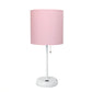 All The Rages Oslo 20" White Base Standard Table Lamp With USB Power Outlet & Light Pink Fabric Shade