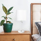 All The Rages Oslo 20" White Base Standard Table Lamp With USB Power Outlet & White Fabric Shade