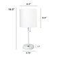 All The Rages Oslo 20" White Base Standard Table Lamp With USB Power Outlet & White Fabric Shade