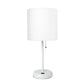 All The Rages Oslo 20" White Base Standard Table Lamp With USB Power Outlet & White Fabric Shade