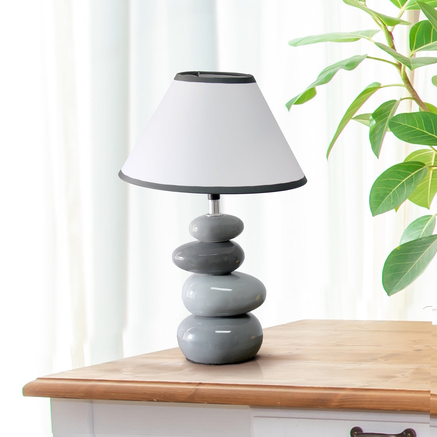 All The Rages Priva 15" Gray Contemporary Ceramic Stacking Stones Table Lamp