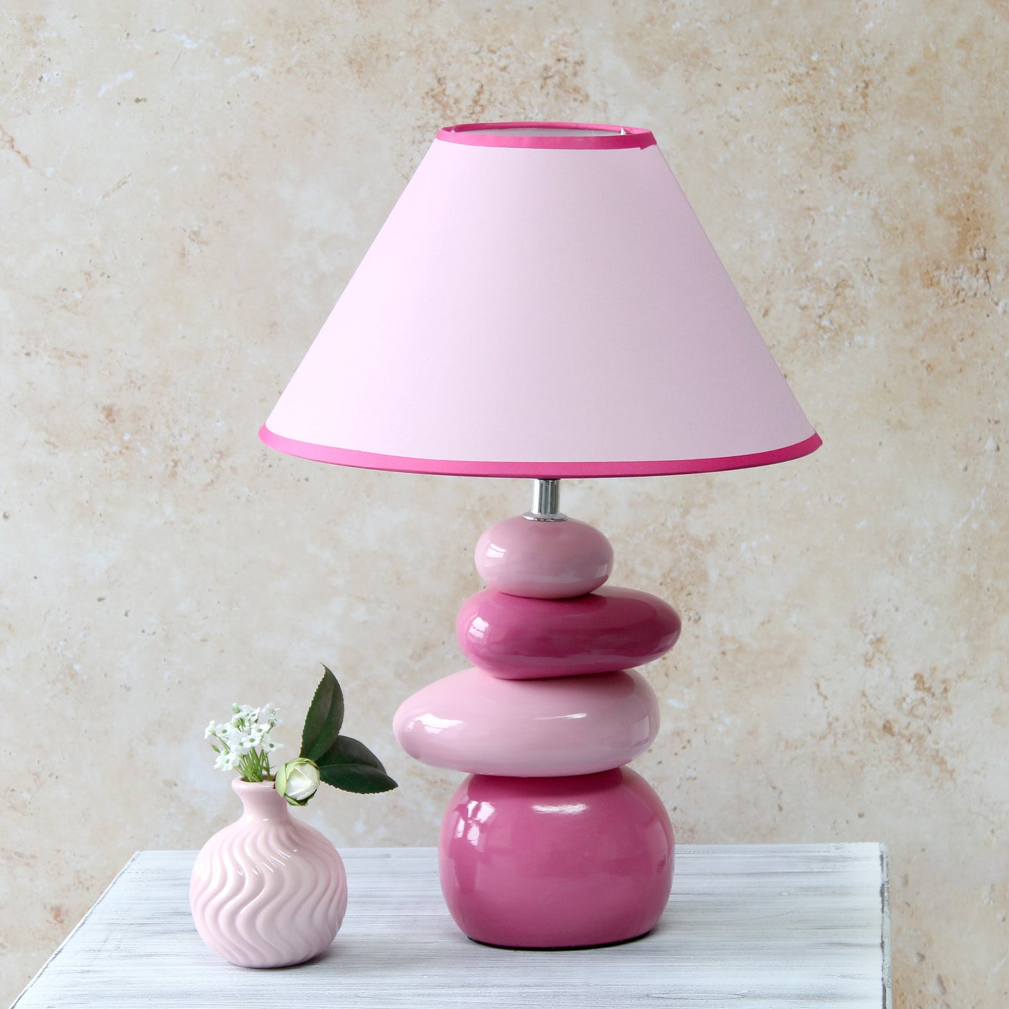 All The Rages Priva 17" Pink Contemporary Ceramic Stacking Stones Table Lamp